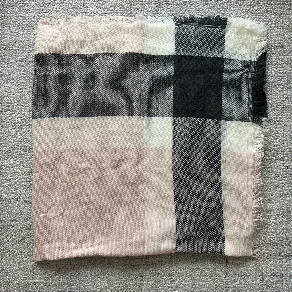 Blush Pink, White, & Dark Gray Scarf